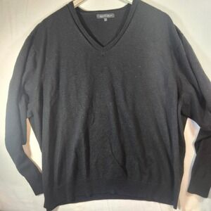 Britches Mens Black Merino Wool Blend V-Neck Pullover Sweater Size 3XT Tall